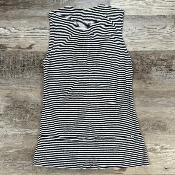Giorgio Armani Black White Stripe Sleeveless Bow Top 36 Made in Italy Minimalist - Picture 3 of 5